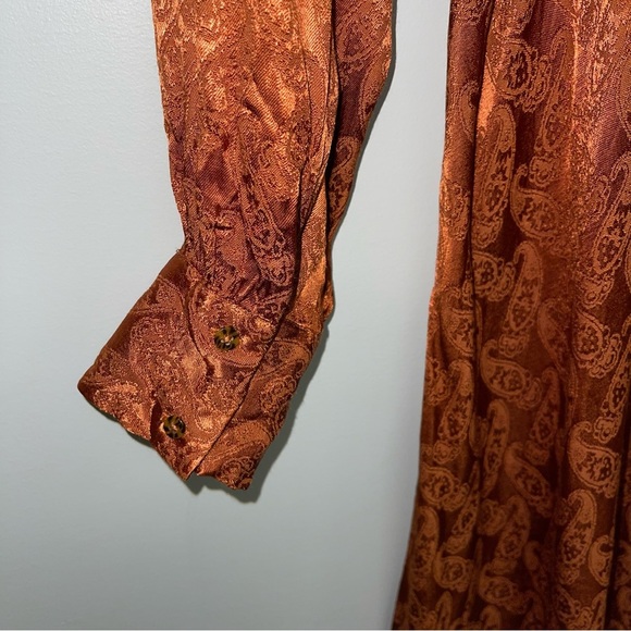 Scotch & Soda Dress Size Small Rust Orange Paisley Peplum Hem Midi "Starwatcher" - Picture 13 of 16